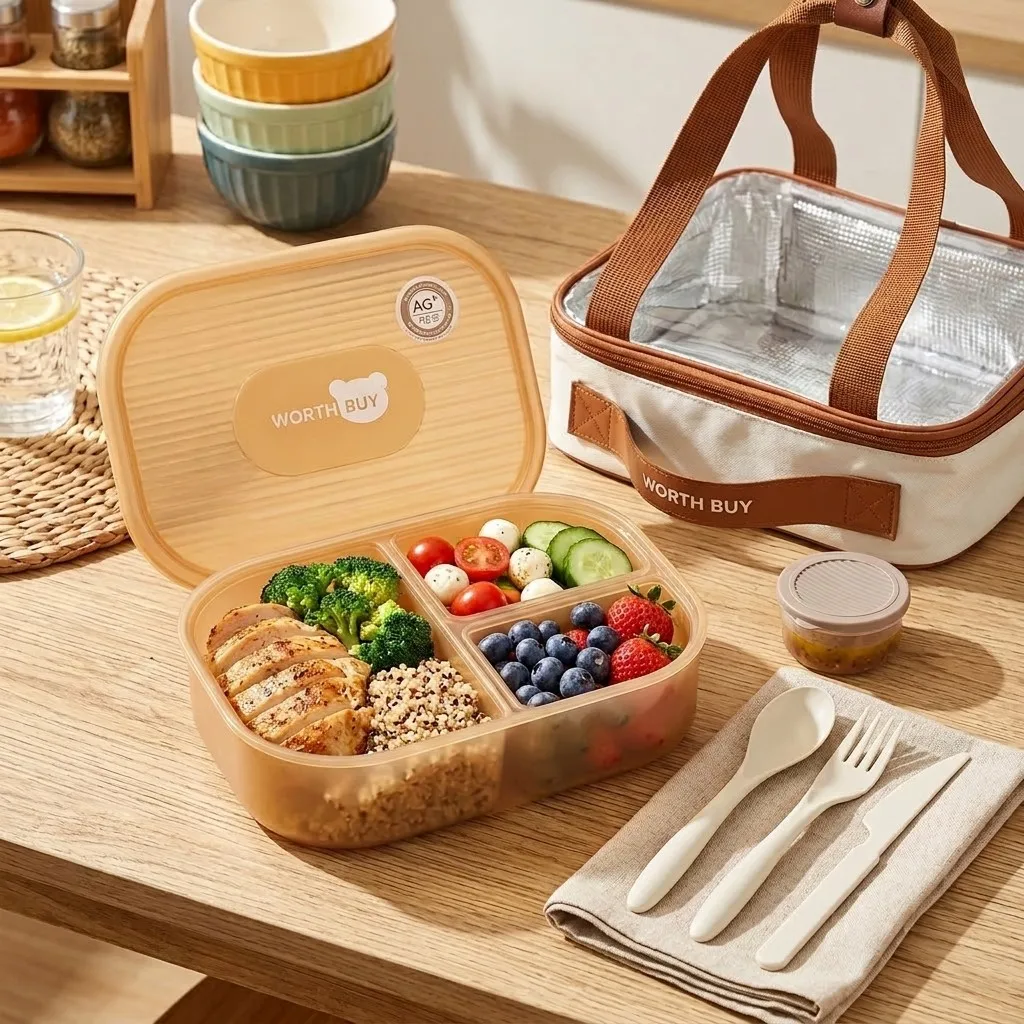 Food Storage With Dividers - Kotak Bento Plastik dengan Sekat, Kotak