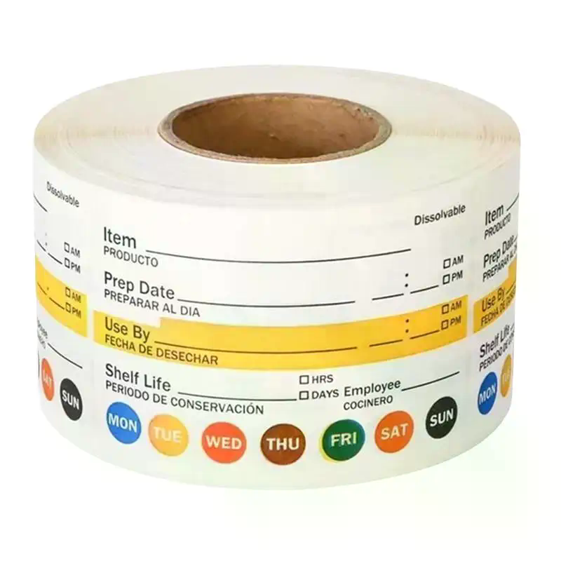Food Storage Labels - 250Pcs/Roll Label Tanggal Makanan Tahan Air