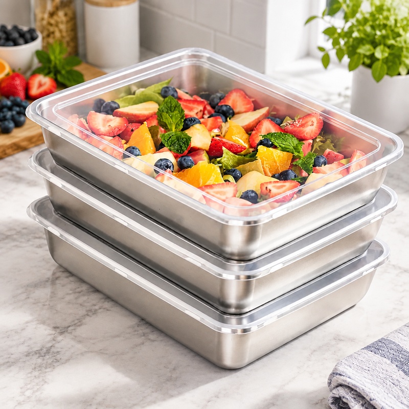 Food Storage Meals - Paket Isi Tiga Wadah Makanan Baja