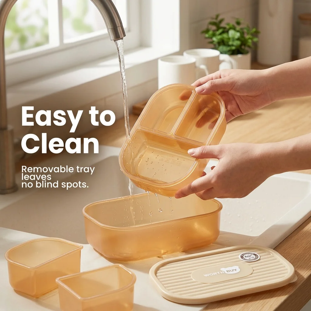 Kotak Bento Plastik dengan Sek - Food Storage With Dividers ulasan dan harga