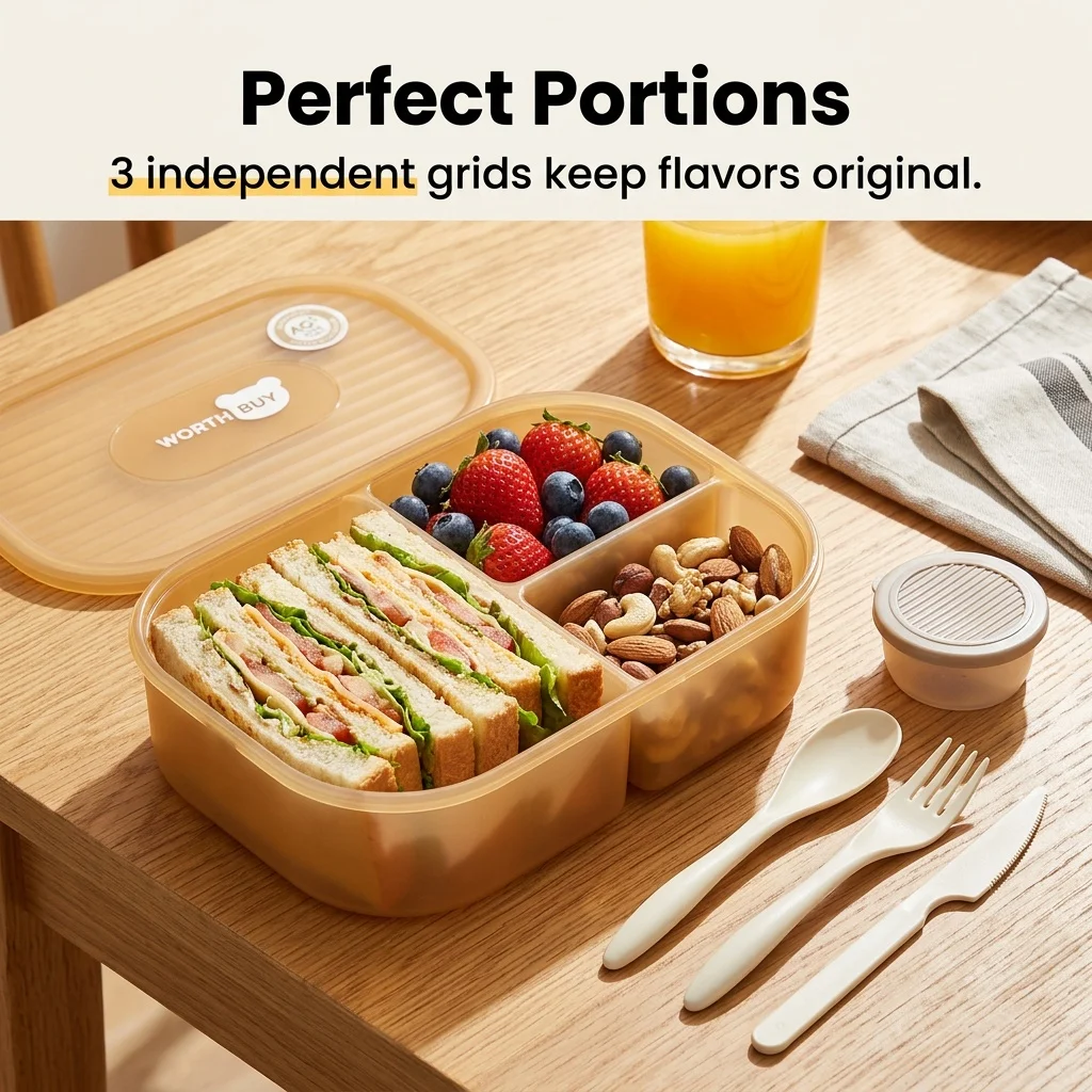 Kotak Bento Plastik dengan Sek - Food Storage With Dividers ulasan dan harga
