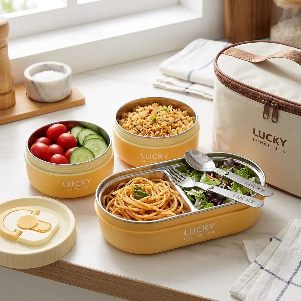 Set Kotak Bekal Bento Baja Tah - Food Storage With Dividers ulasan dan harga