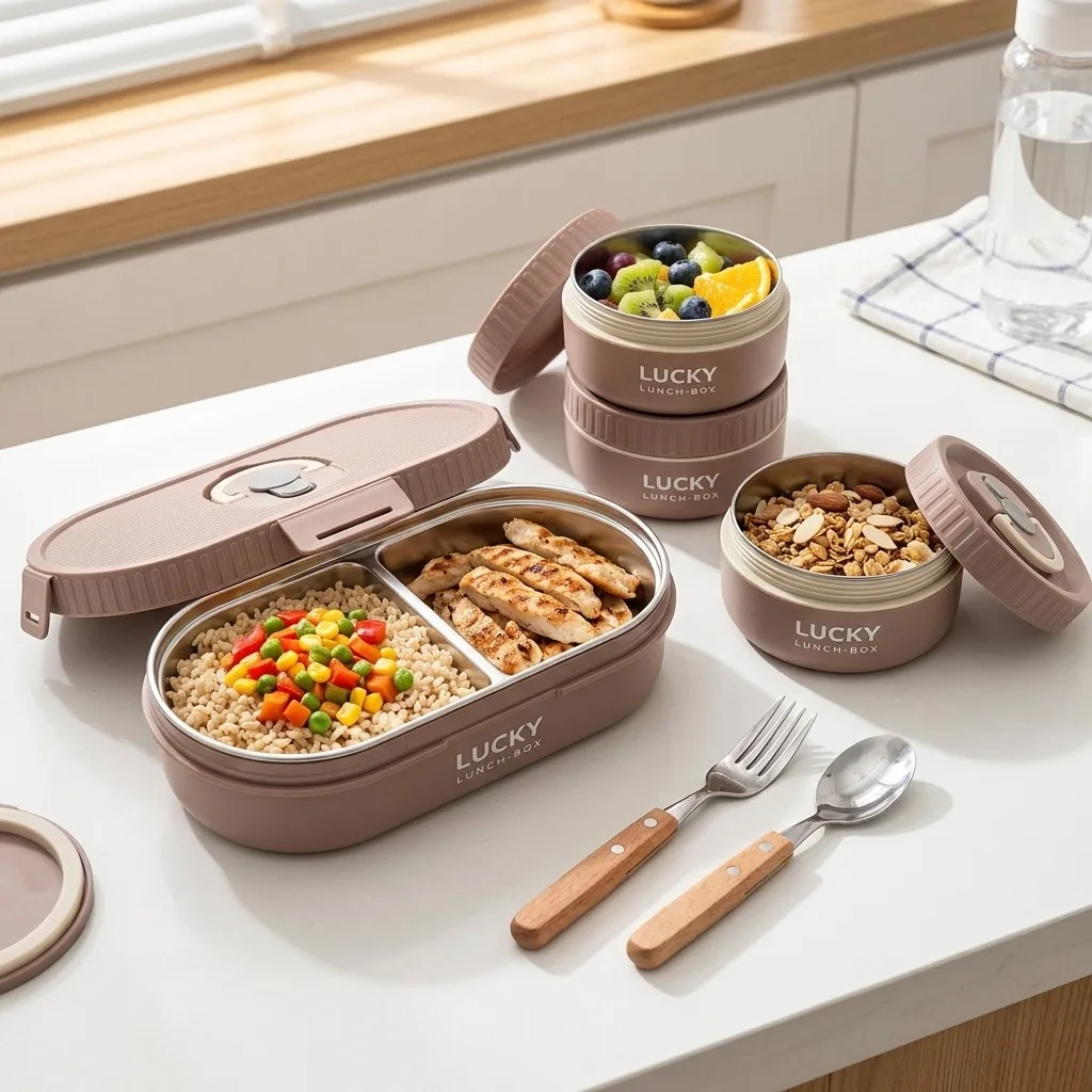 Kotak Bekal Bento Baja Tahan K - Food Storage With Dividers ulasan dan harga